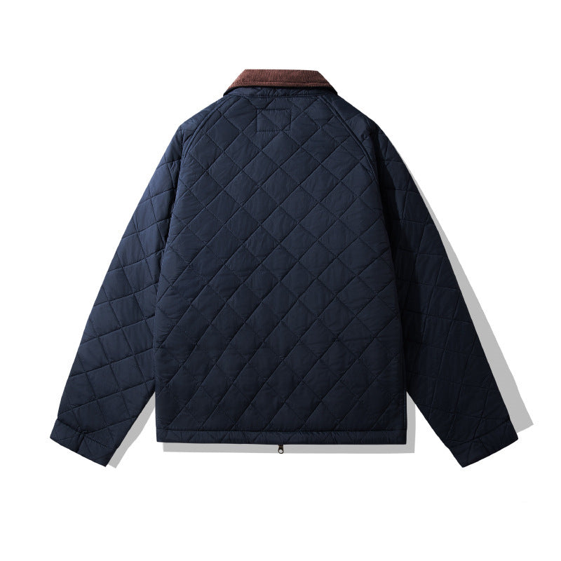 Corduroy Jacket Rhombus Plaid Cotton-padded Jacket Cotton-padded Coat