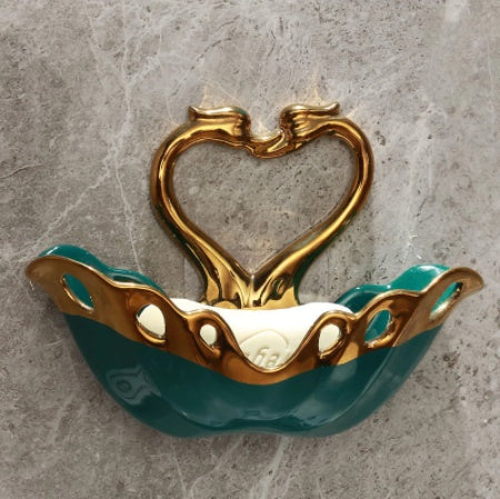 Swan Soap Box Non Perforated Non-marking Wall Ceramic Hanging Type