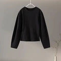 Fashion Long Sleeve O-neck Pleated Top Wide Leg Pants Women's Suit
