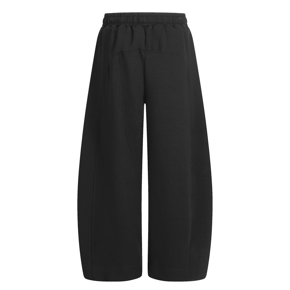 American Retro Men's Stitching Drawstring Solid Color Matchet Pants