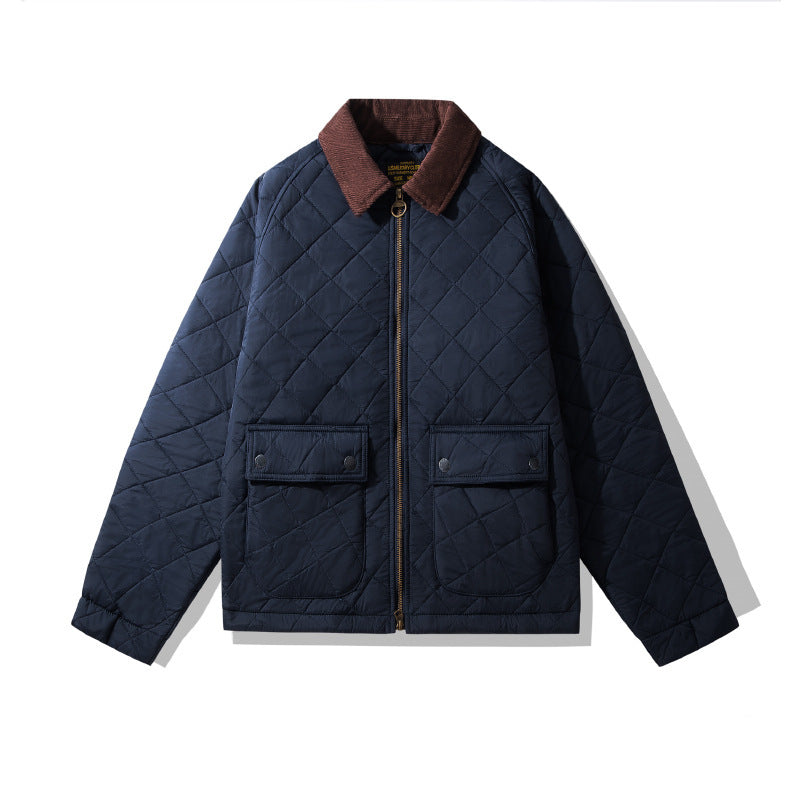 Corduroy Jacket Rhombus Plaid Cotton-padded Jacket Cotton-padded Coat