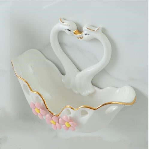 Swan Soap Box Non Perforated Non-marking Wall Ceramic Hanging Type