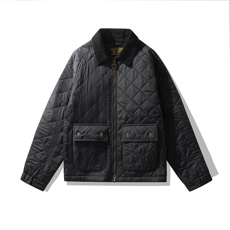 Corduroy Jacket Rhombus Plaid Cotton-padded Jacket Cotton-padded Coat