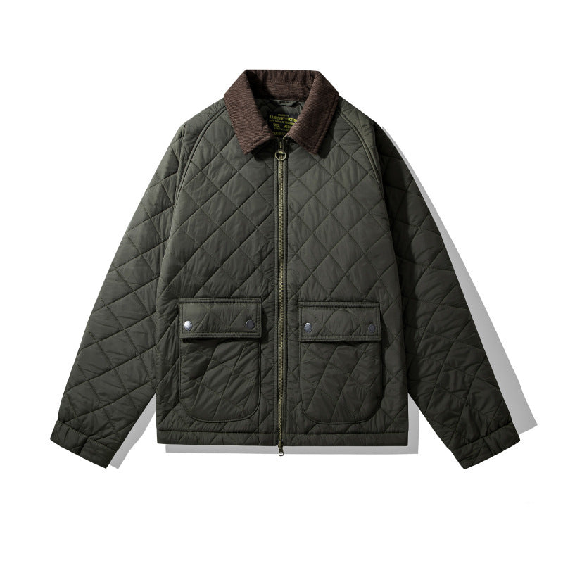 Corduroy Jacket Rhombus Plaid Cotton-padded Jacket Cotton-padded Coat