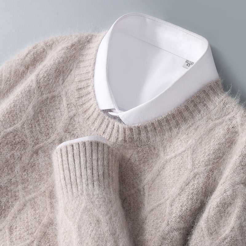 Men's Round Neck Pullover Knitted Sweater Base Cardigan