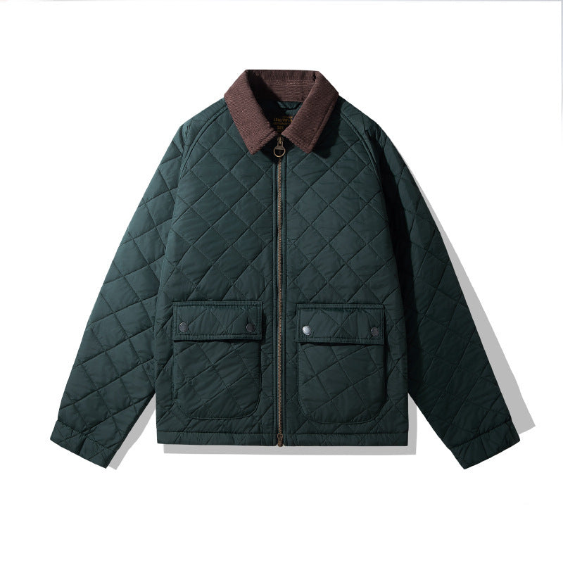 Corduroy Jacket Rhombus Plaid Cotton-padded Jacket Cotton-padded Coat