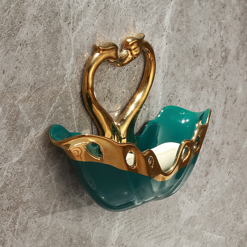 Swan Soap Box Non Perforated Non-marking Wall Ceramic Hanging Type