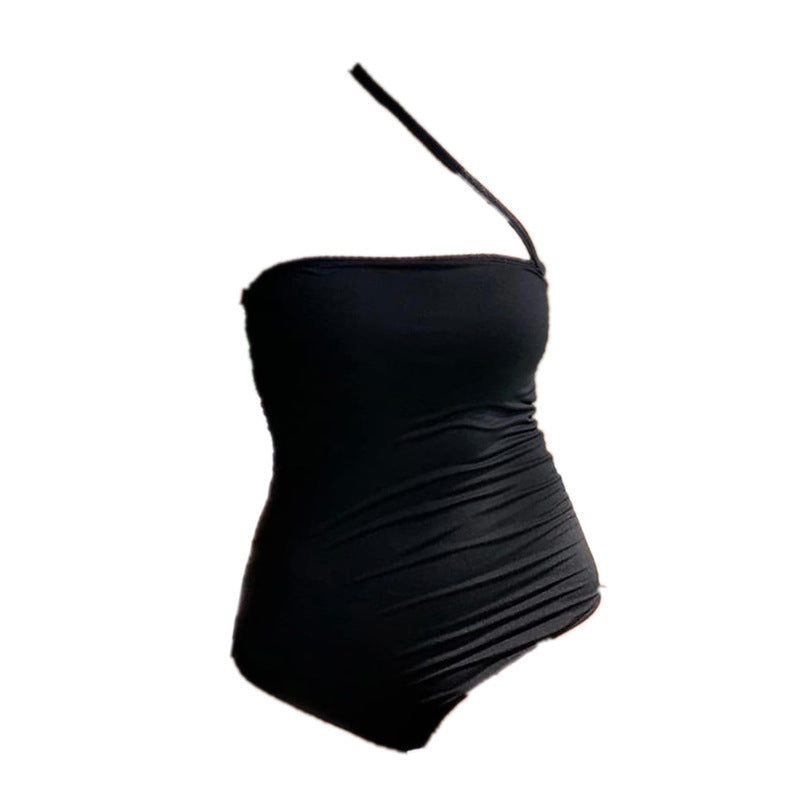 Sleeveless One-piece Swimsuit Women Bikini Solid Color Hot Spring Sexy Solid Color Swimming Clothes
